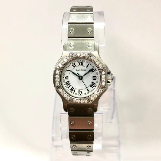 CARTIER SANTOS OCTAGON Automatic 25mm Steel 0.4TCW DIAMOND Watch