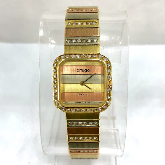 TORTUGA Quartz 24mm 14K Tri Color Gold ~3TCW FACTORY DIAMONDS Watch