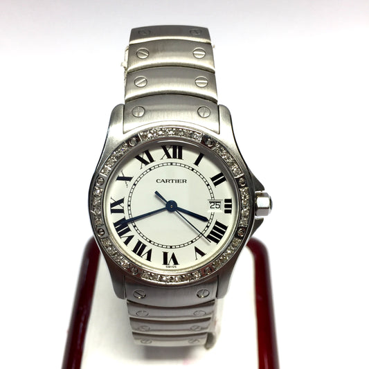 CARTIER PANTHERE COUGAR Quartz 30mm Steel Diamond Watch