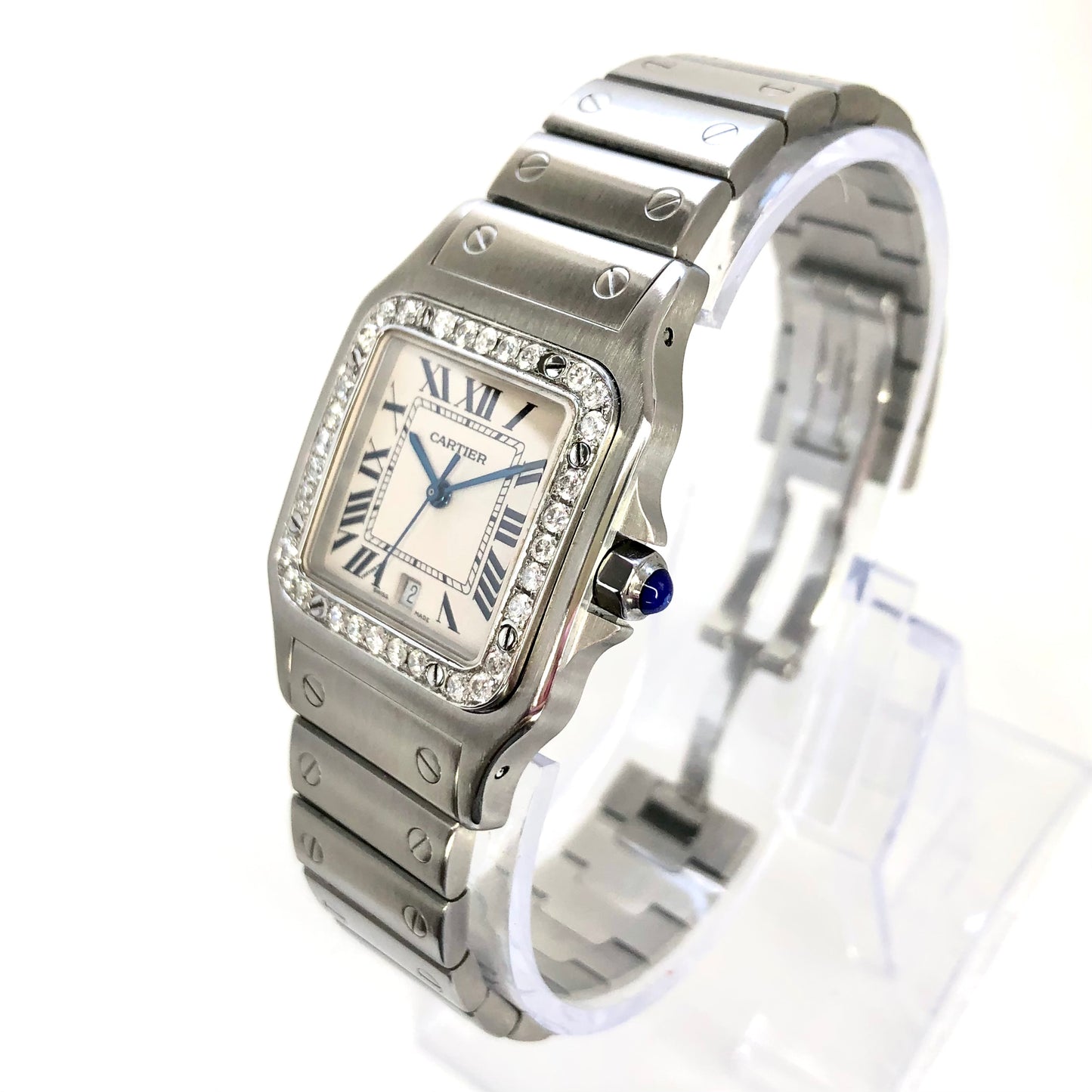 CARTIER SANTOS GALBEE 29mm Quartz Steel ~1TCW Diamond Watch NEW Model