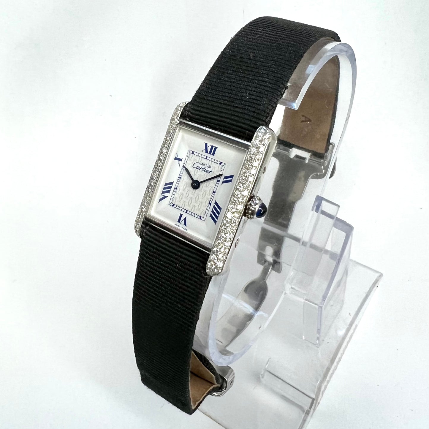 CARTIER TANK 22mm Silver ~.5TCW Diamond Watch