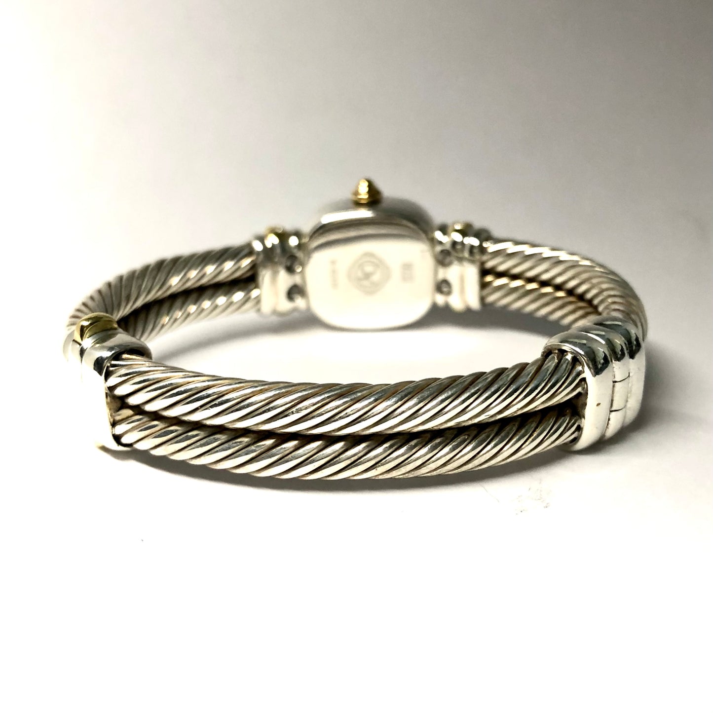 DAVID YURMAN CHELSEA 925 Silver & Gold Plated Cable Bracelet 0.66TCW DIAMOND Watch