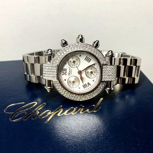 CHOPARD IMPERIALE Chronograph Quartz 32mm Steel ~1.42TCW DIAMOND Watch