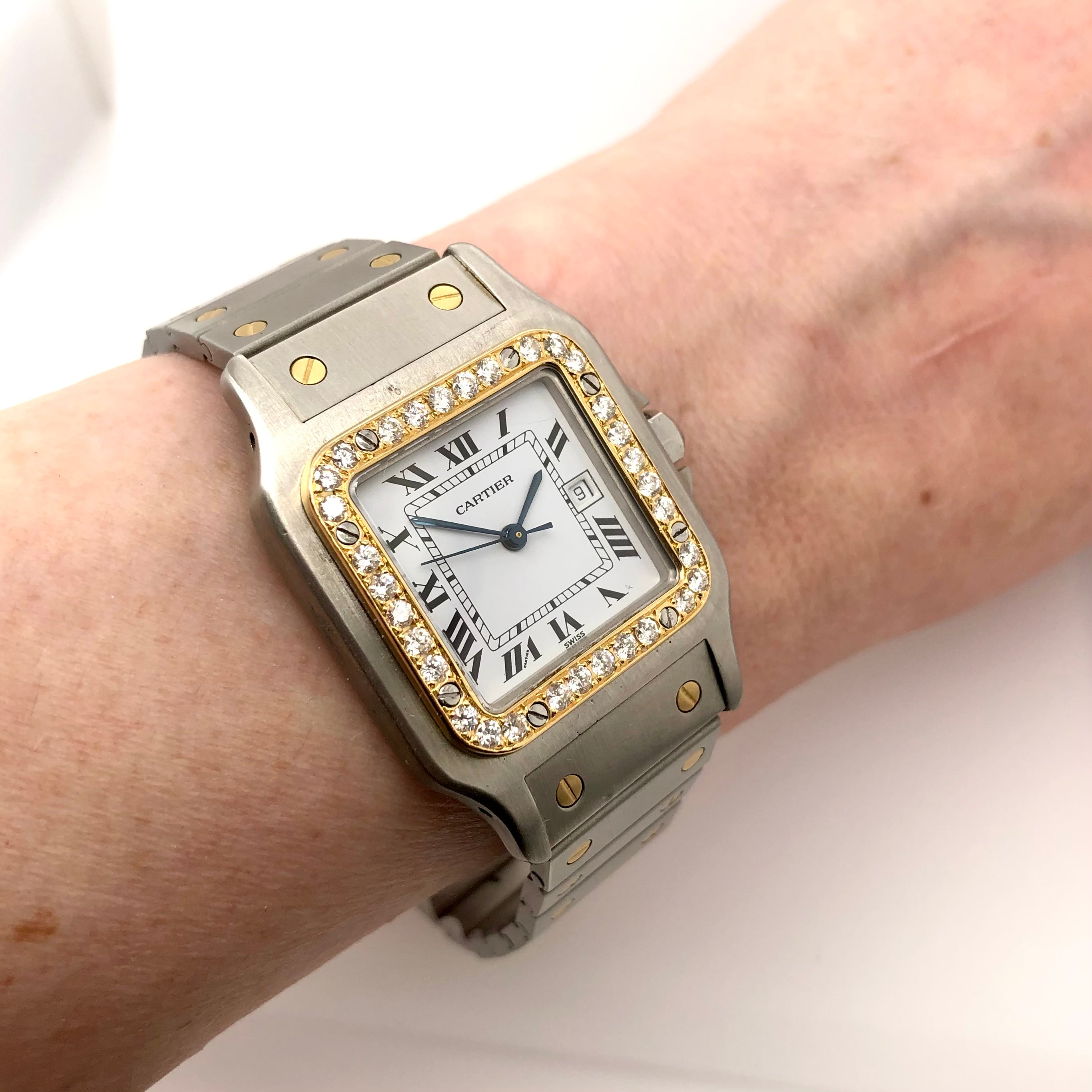 CARTIER SANTOS GALBEE 29mm Automatic 2 Tone 0.94TCW DIAMOND Watch