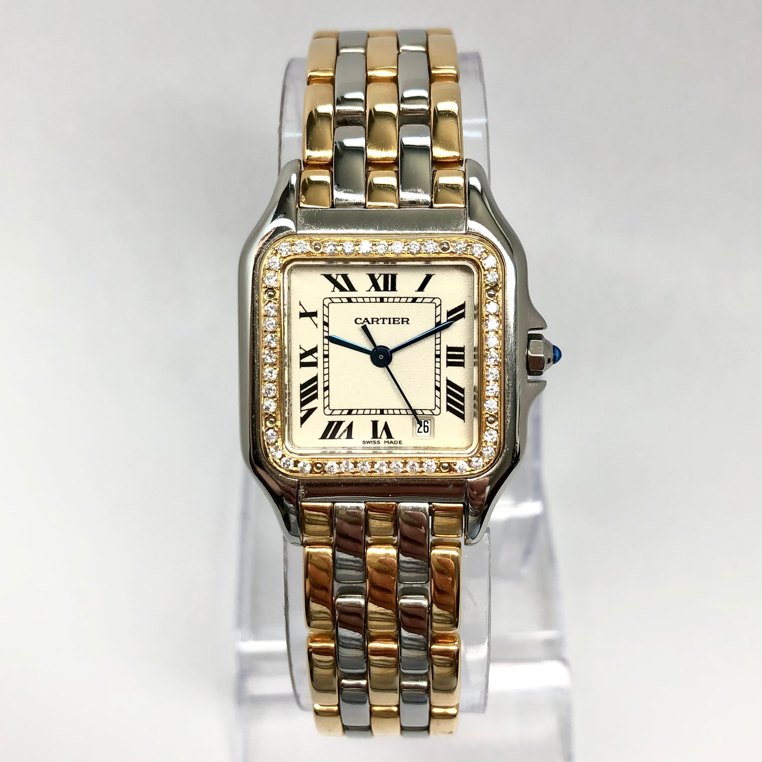 CARTIER PANTHERE 27mm 3 Row Gold 0.5TCW DIAMOND Watch NATILUXIA