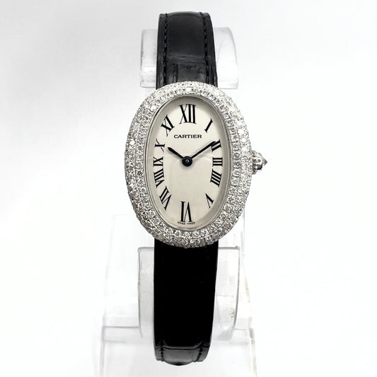 CARTIER BAIGNOIRE Quartz 18K White Gold 23mm 2.02TCW Diamond Watch