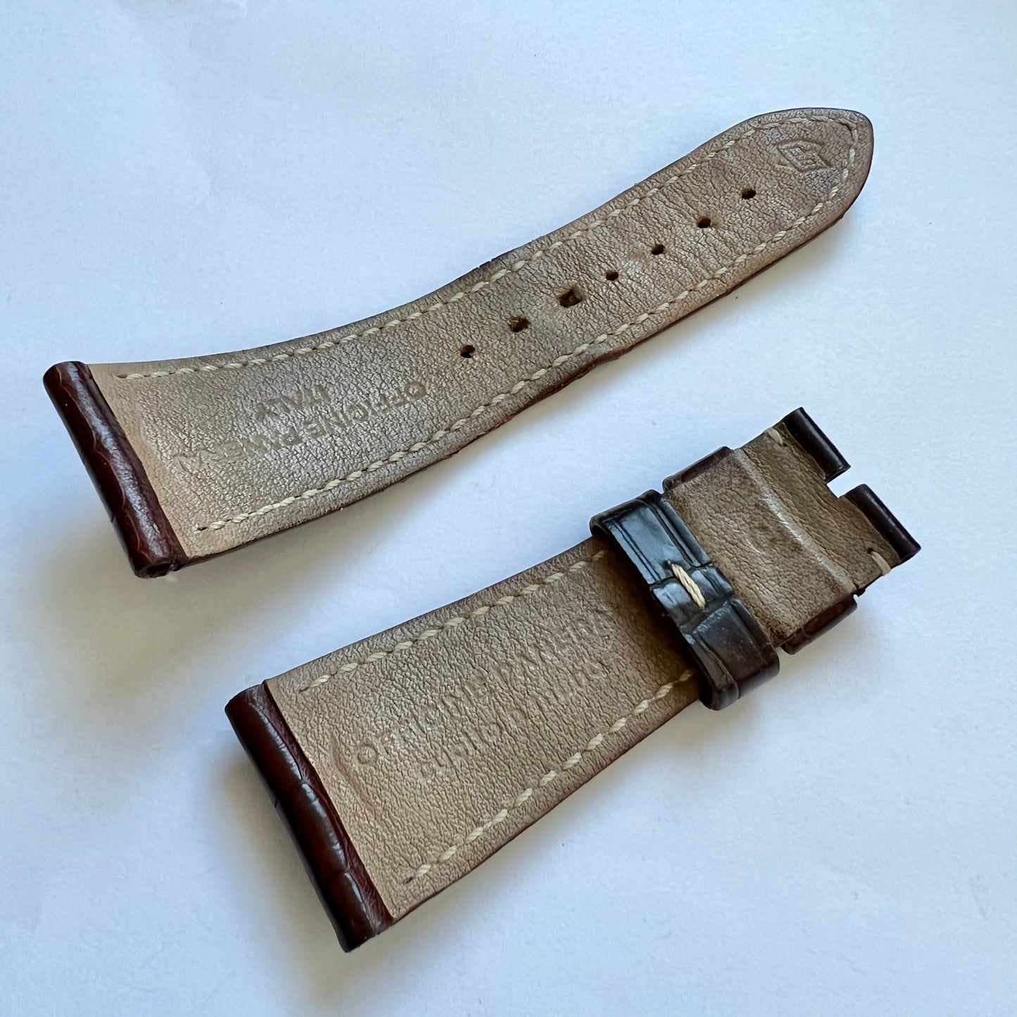 OFFICINE PANERAI 26/20mm Brown Crocodile Skin Strap Band