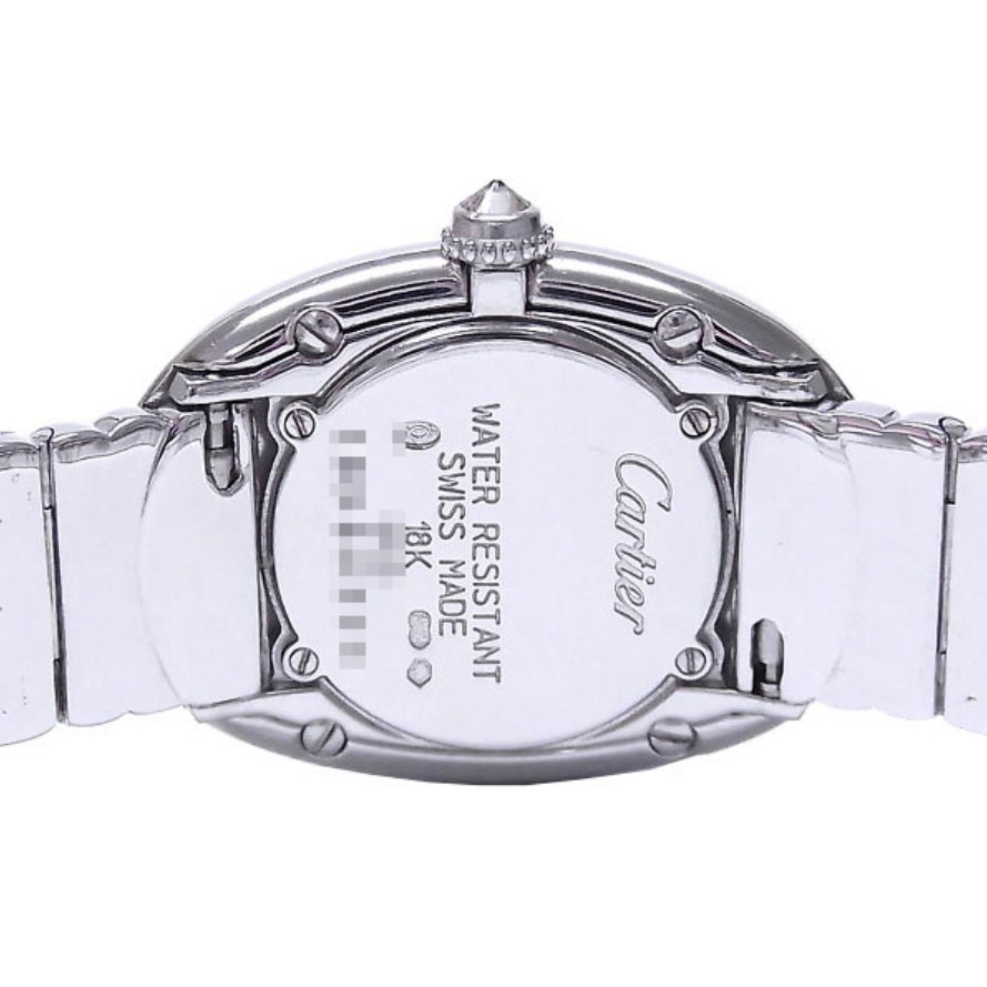 CARTIER BAIGNOIRE 23mm Quartz 18K WG 4.73TCW Diamond Watch NATILUXIA