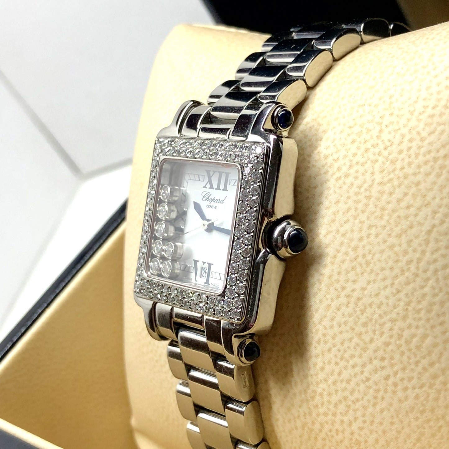 CHOPARD HAPPY SPORT Steel 27mm 7 Floating DIAMONDS ~2.5TCW Diamond Watch