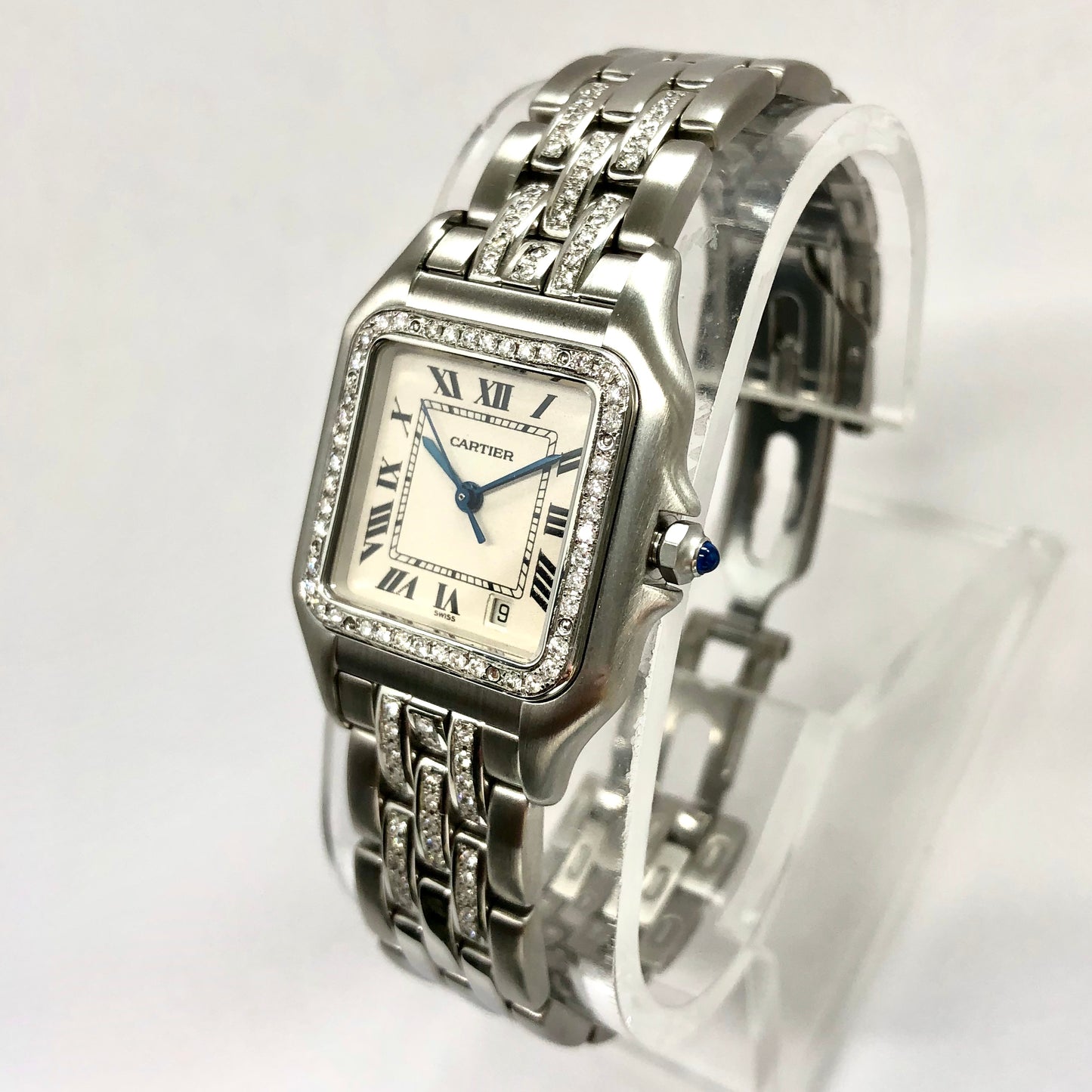 CARTIER PANTHÉRE Quartz 27mm Steel ~1.5TCW Diamond Watch