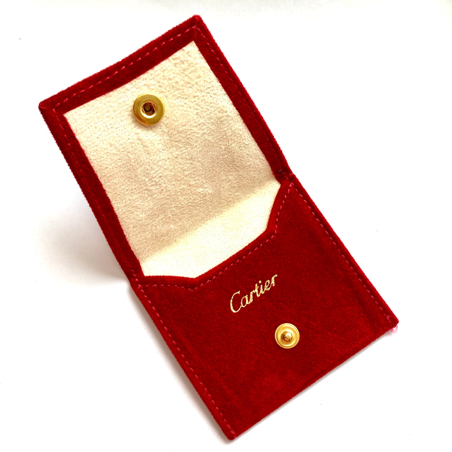 CARTIER Red Faux Suede Jewelry Pouch 2.5x2.25 inches