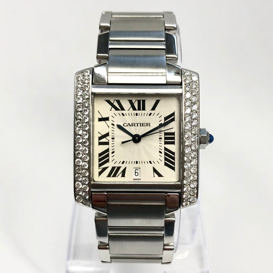 CARTIER TANK FRANCAISE Automatic 28mm Steel 0.85TCW DIAMOND Watch