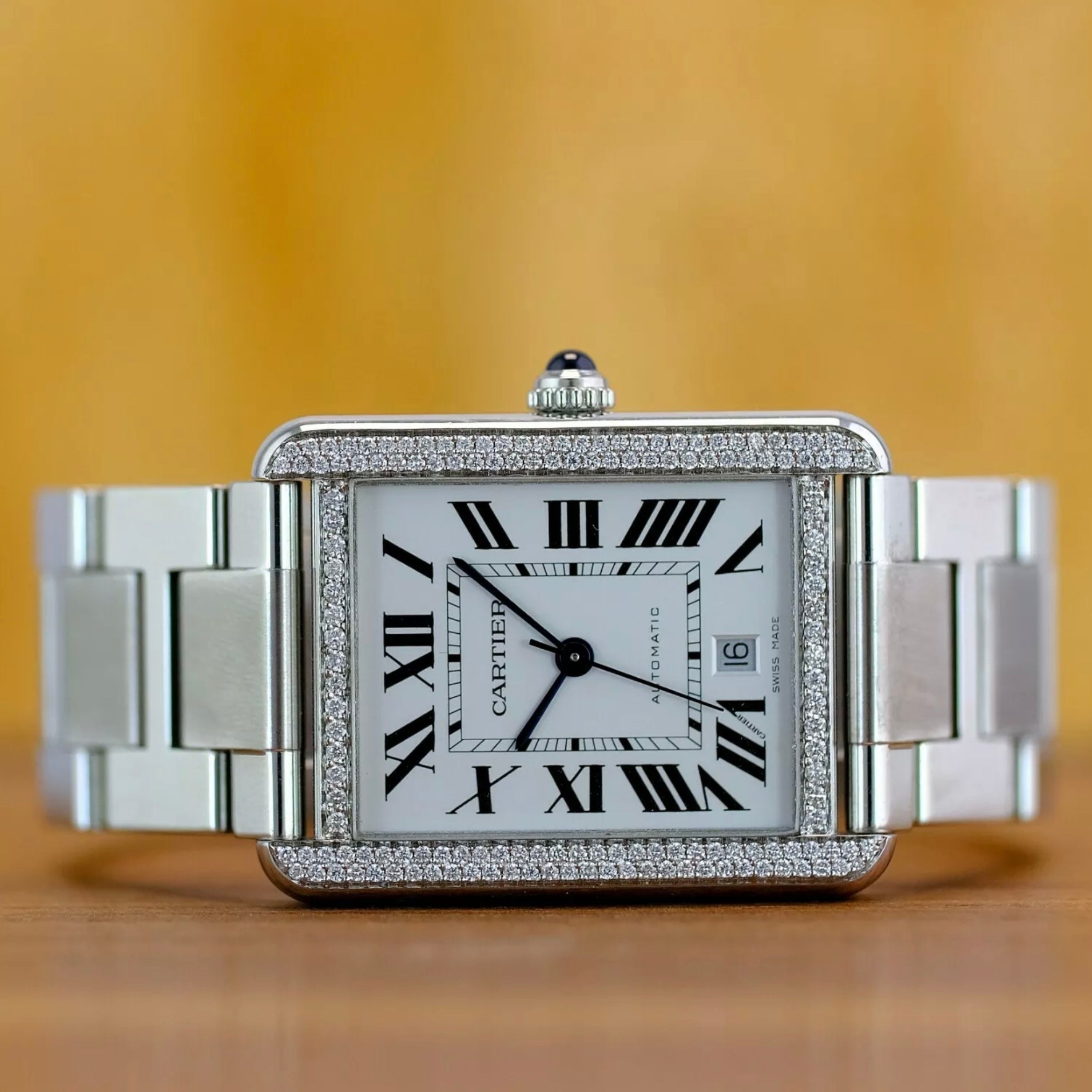 CARTIER TANK SOLO 3800 Automatic 31mm Steel 1TCW Diamond Bezel