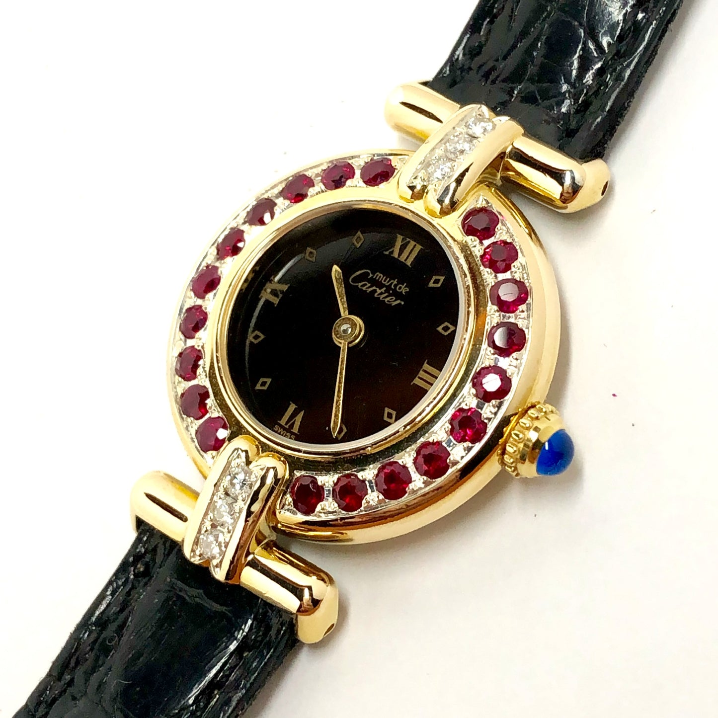 CARTIER COLISÈE Quartz 24mm GoldPlated Silver DIAMONDS & RED RUBIES Watch