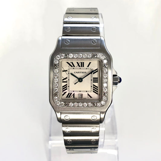 CARTIER SANTOS GALBEE 29mm Quartz Steel ~1TCW Diamond Watch NEW Model