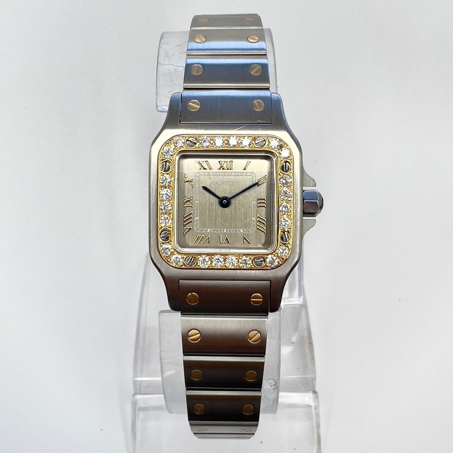 CARTIER SANTOS GALBEE 24mm Quartz 2 Tone 0.54TCW Diamond Watch