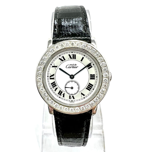 CARTIER RONDE Quartz  32mm Silver 2.04TCW DIAMOND Watch