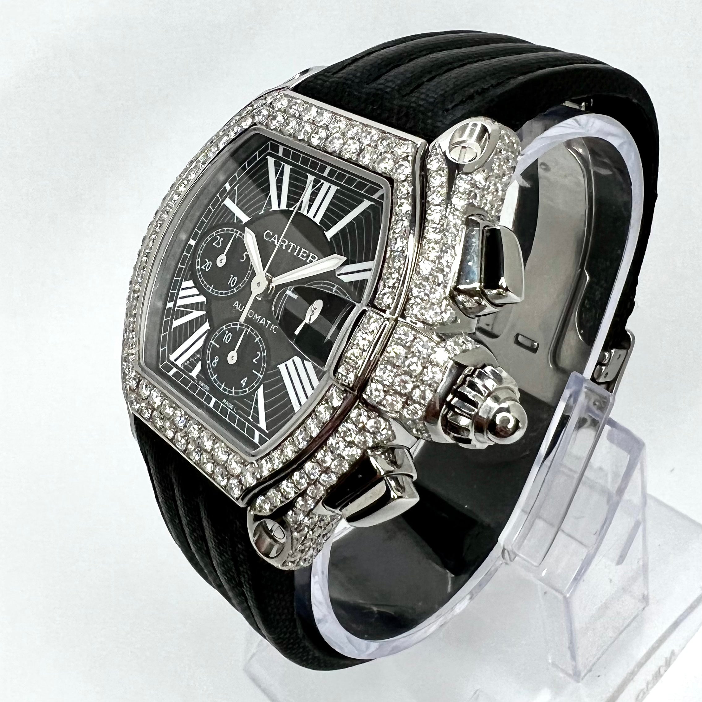 Cartier Roadster 2618 Automatic 42mm Steel Diamond Watch 5.5 TCW NATILUXIA