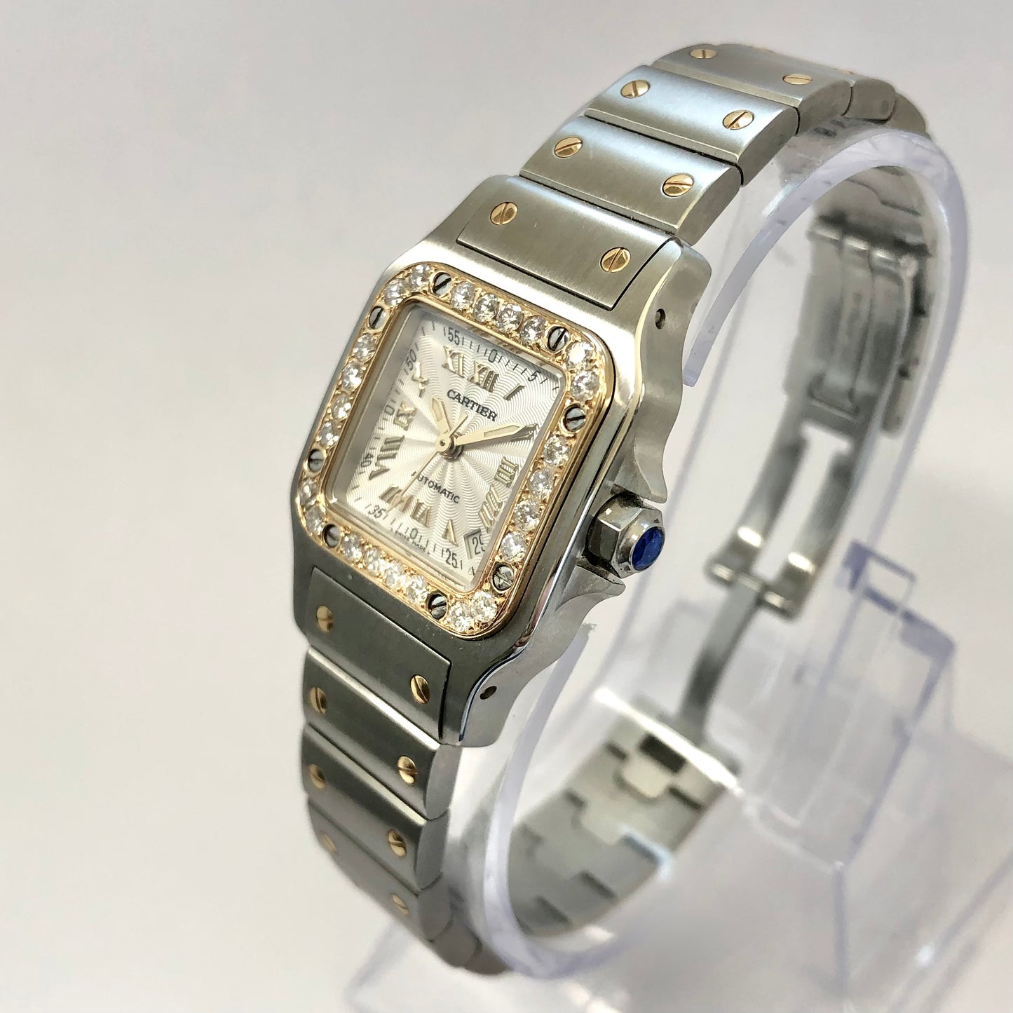 CARTIER SANTOS GALBEE 24mm Automatic 2 Tone 0.69TCW Diamond Watch NEW Model