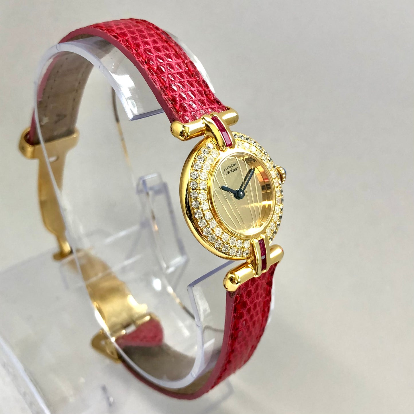 CARTIER VERMEIL COLISÈE Quartz 24mm GoldPlated Silver DIAMONDS  & Red Rubies Watch