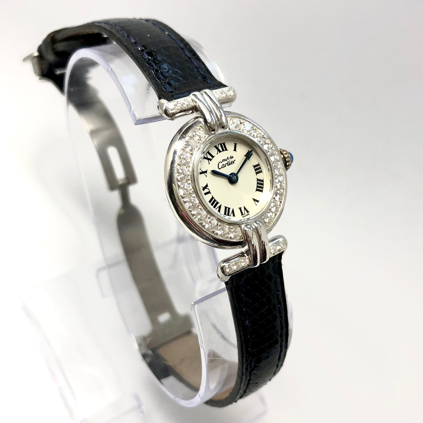 CARTIER VERMEIL COLISÈE Quartz 24mm 925 Silver 0.87TCW Diamond Watch