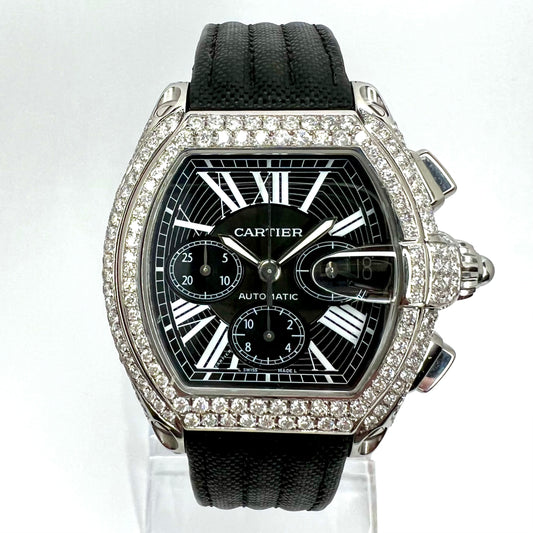 CARTIER ROADSTER 2618 Automatic 42mm Steel ~5.5TCW Diamond Watch