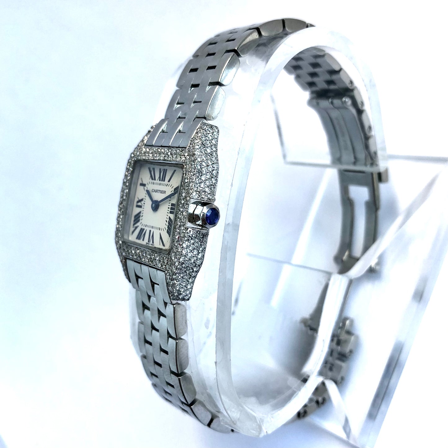 CARTIER SANTOS DEMOISELLE 2698 20mm Quartz Steel Diamond Watch