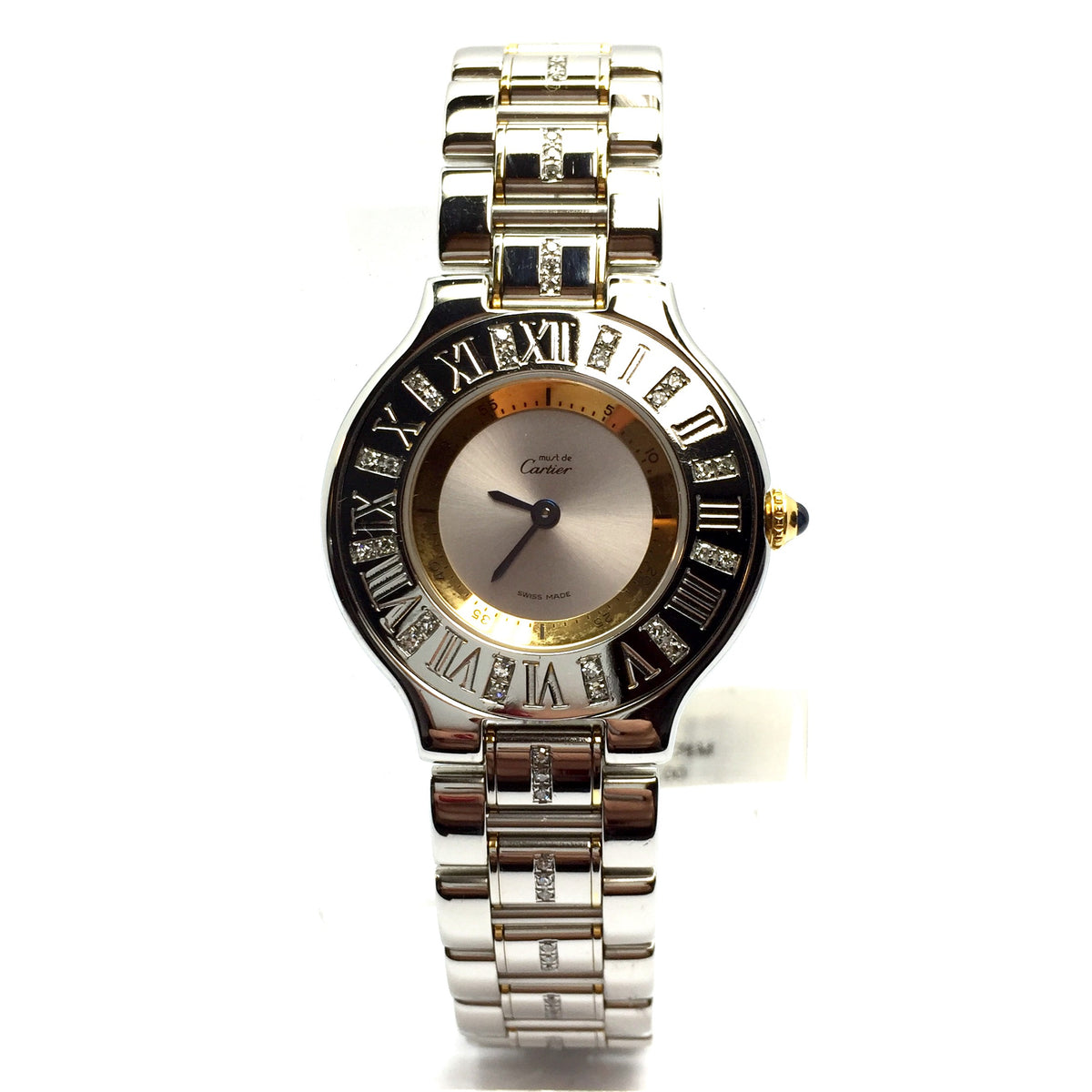 MUST DE CARTIER 21 Quartz 2 Tone 31mm Diamond Watch | NATILUXIA display picture 1