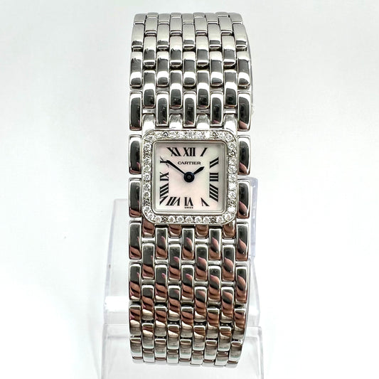 CARTIER Panthere RUBAN Quartz 21mm Steel 0.27TCW DIAMOND Watch