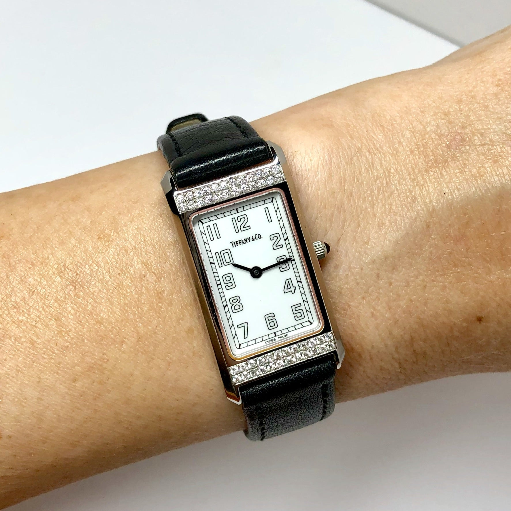 TIFFANY CO. Quartz 20mm Steel 0.48TCW DIAMOND Watch NATILUXIA