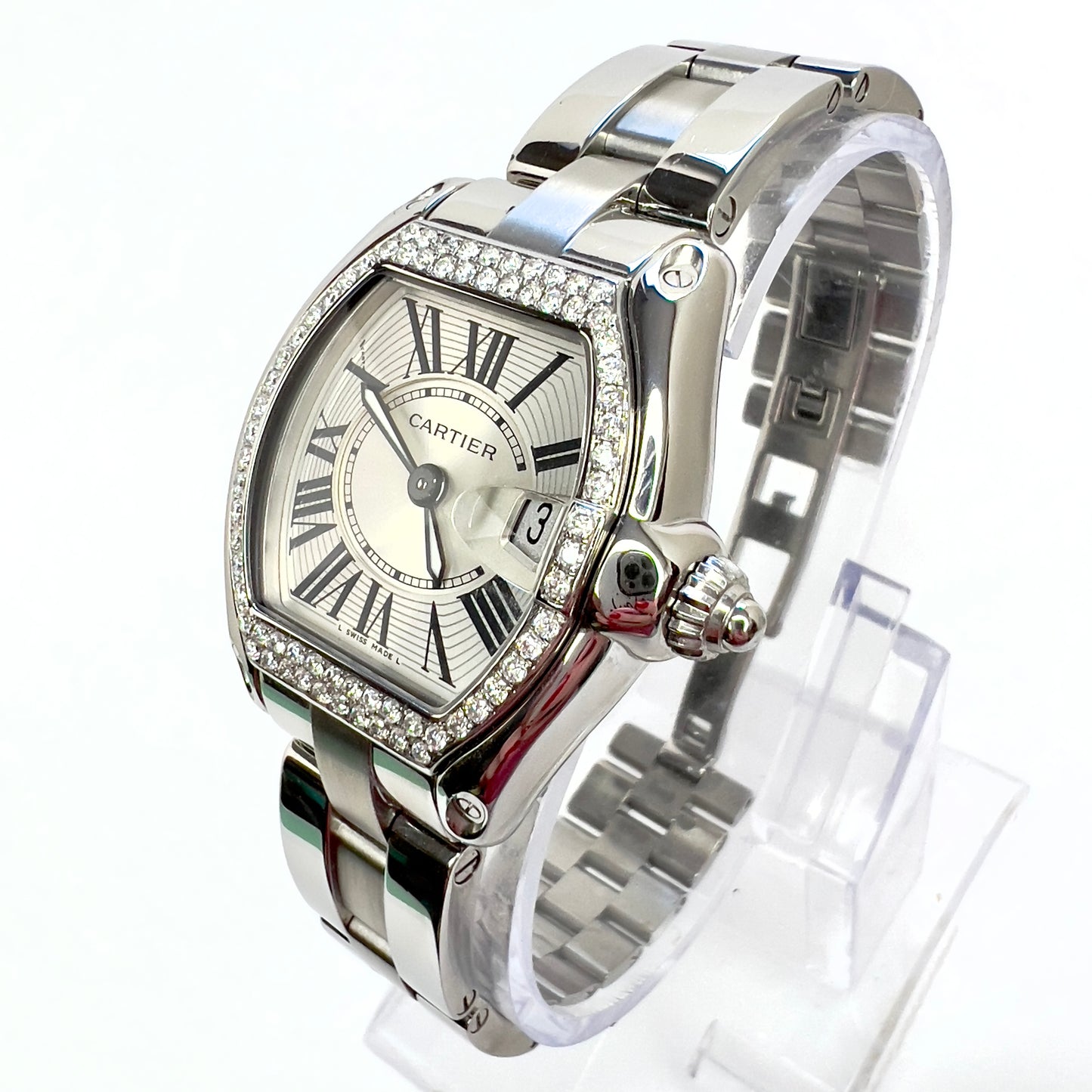 CARTIER ROADSTER Quartz 31mm Steel 0.75TCW DIAMOND Watch