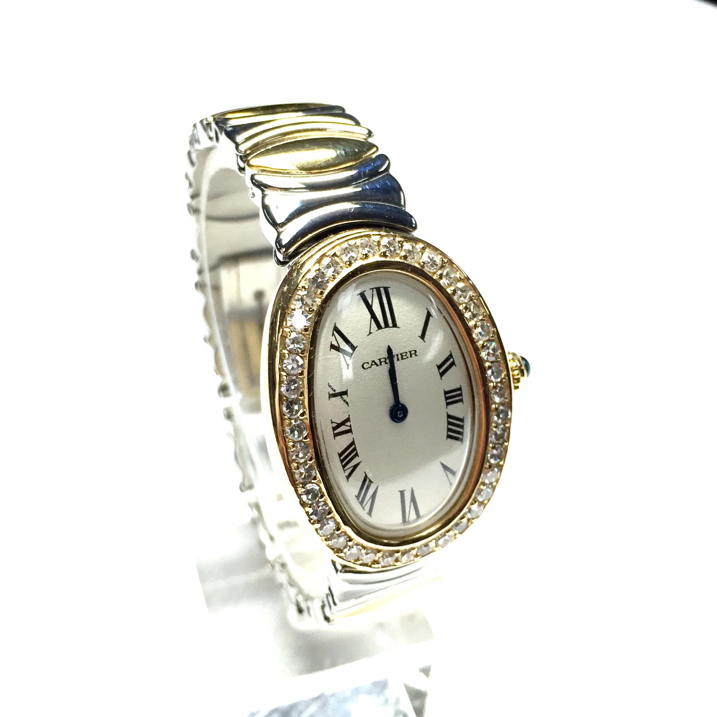 CARTIER BAIGNOIRE Quartz 2 Tone 1.6TCW Diamond Watch