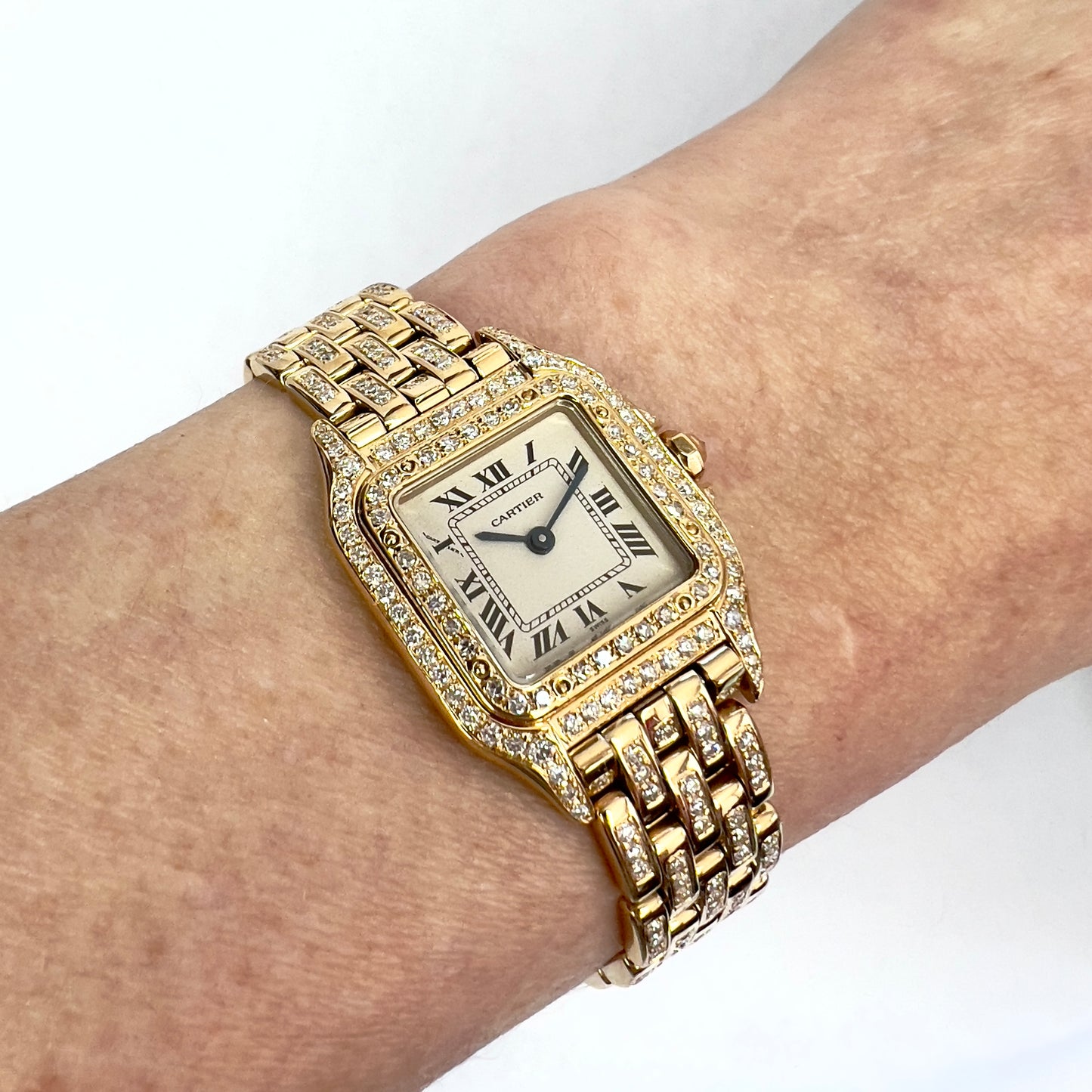 CARTIER PANTHERE Quartz 23mm 18K Yellow Gold 3.5TCW Diamond Watch