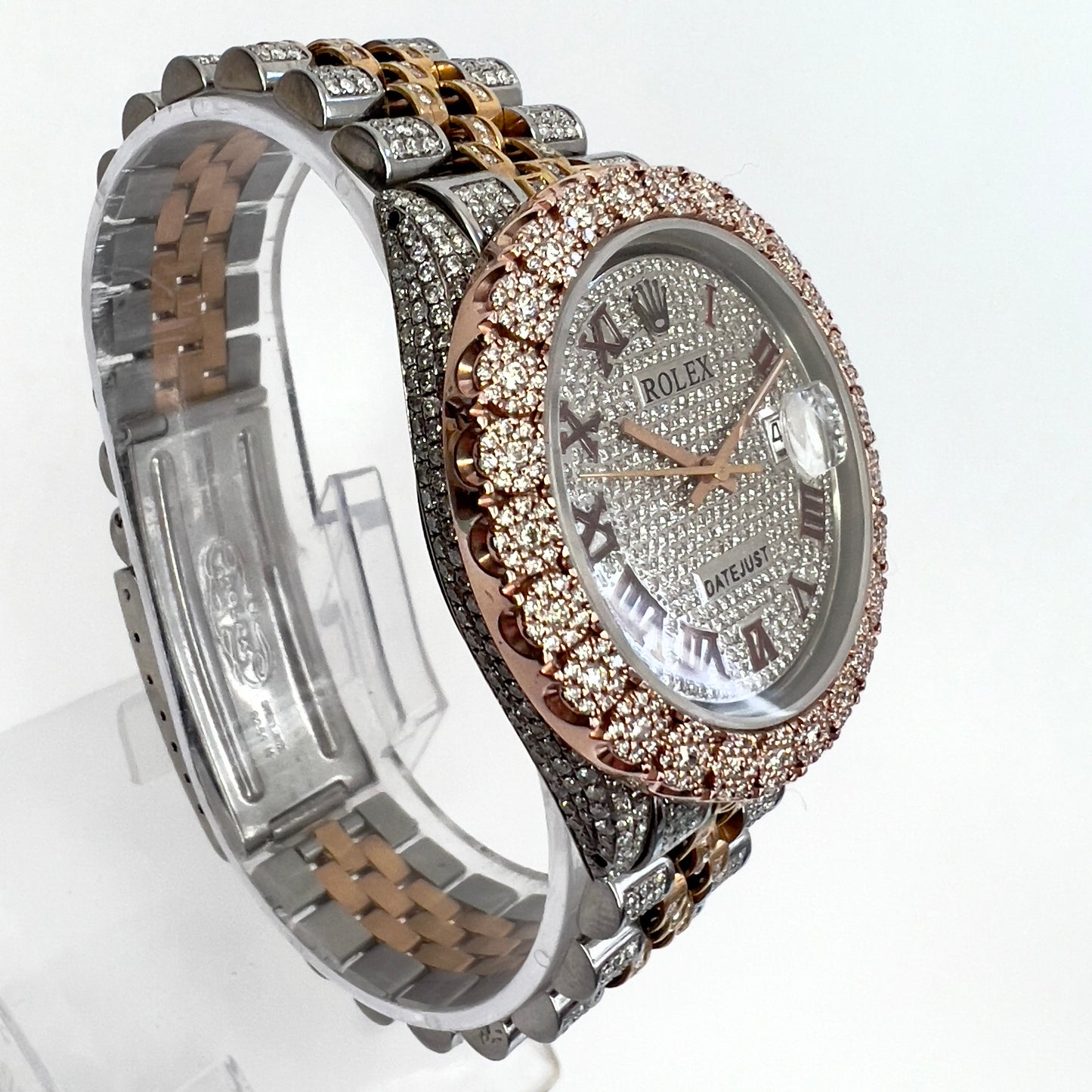 ROLEX Oyster Perpetual DATEJUST Automatic 36mm 2 Tone Full Diamond Watch