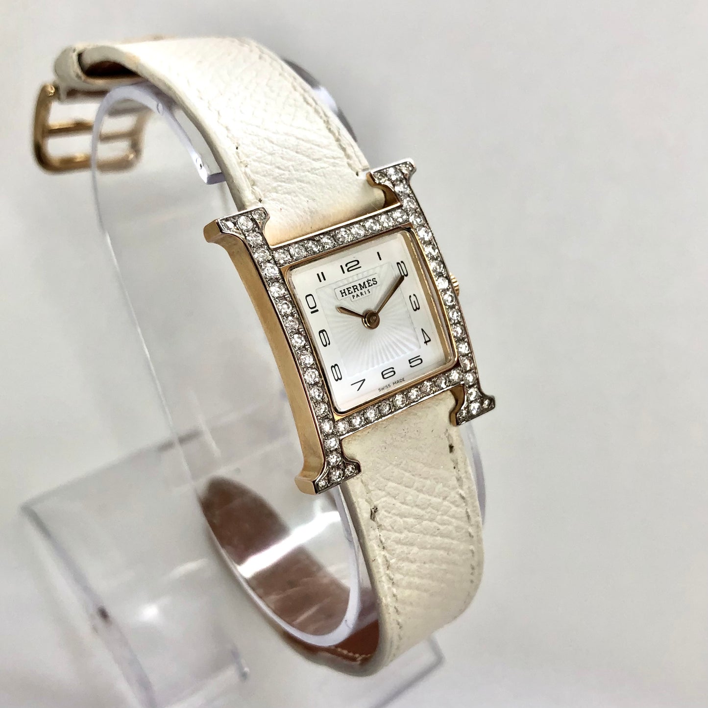 HERMÈS HEURE H 25mm Two Tone 0.91TCW DIAMOND Watch NEW Model