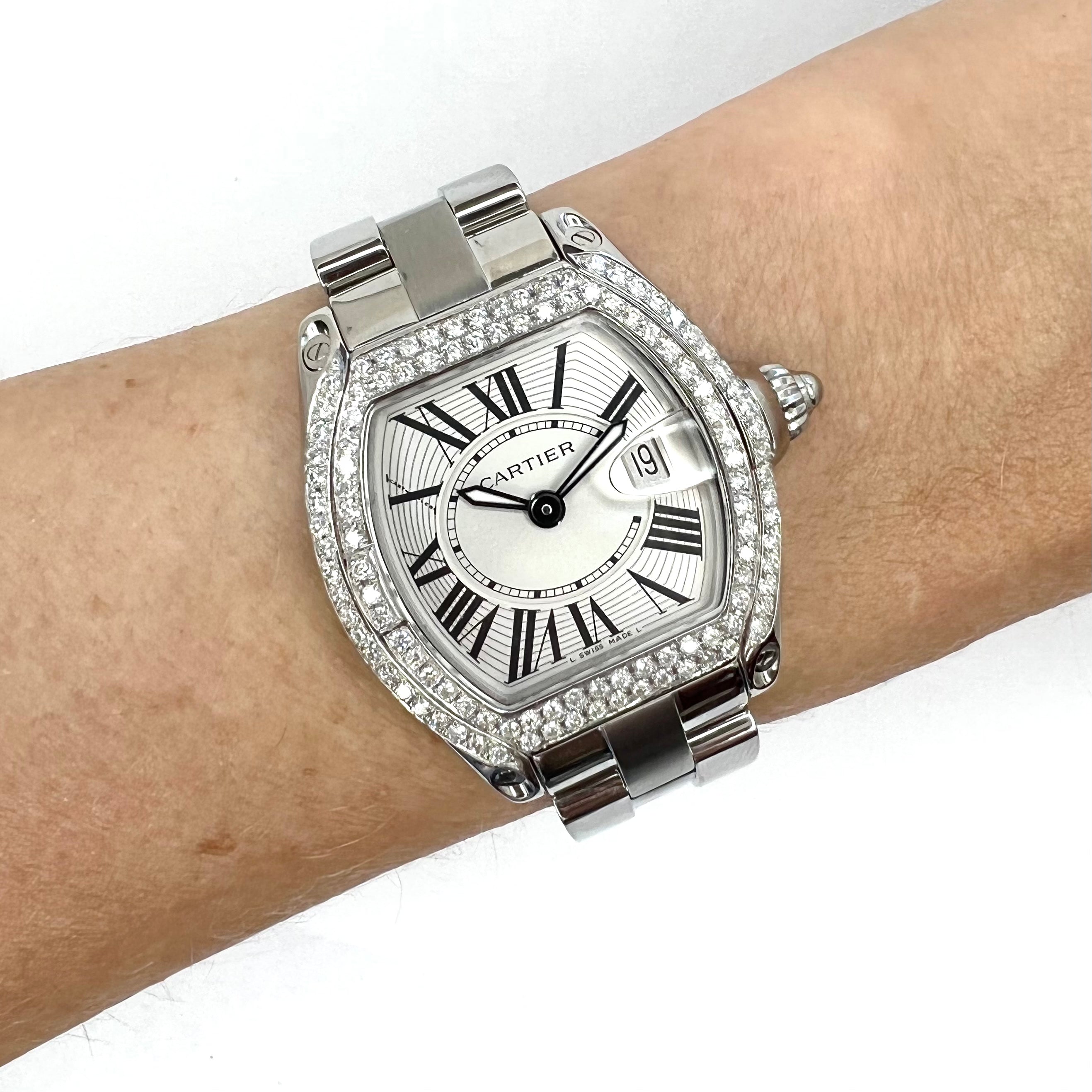 Cartier roadster diamond online bezel