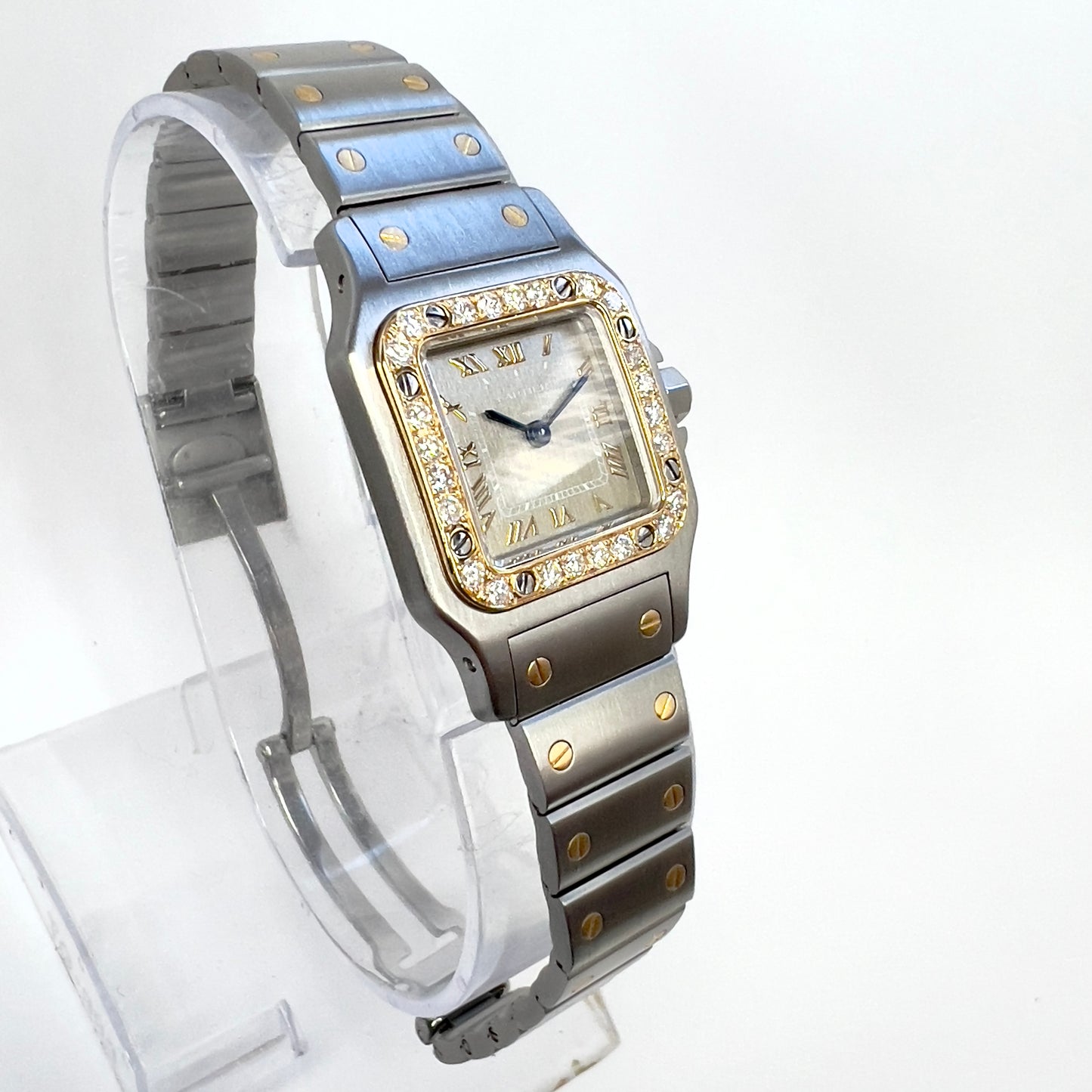 CARTIER SANTOS GALBEE 24mm Quartz 2 Tone 0.54TCW Diamond Watch