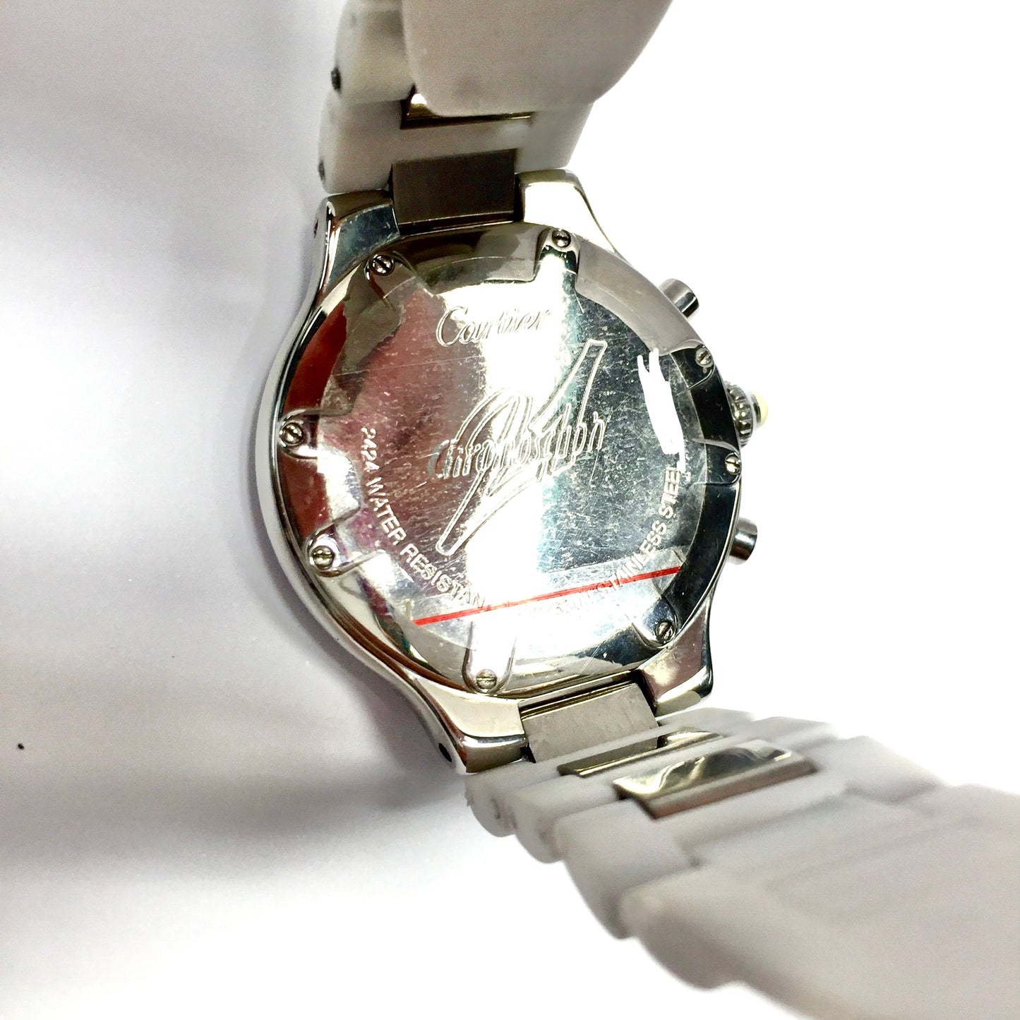 CARTIER CHRONOSCAPH 21 Chronograph 2424 Quartz 38mm Steel 2.38TCW DIAMOND Watch