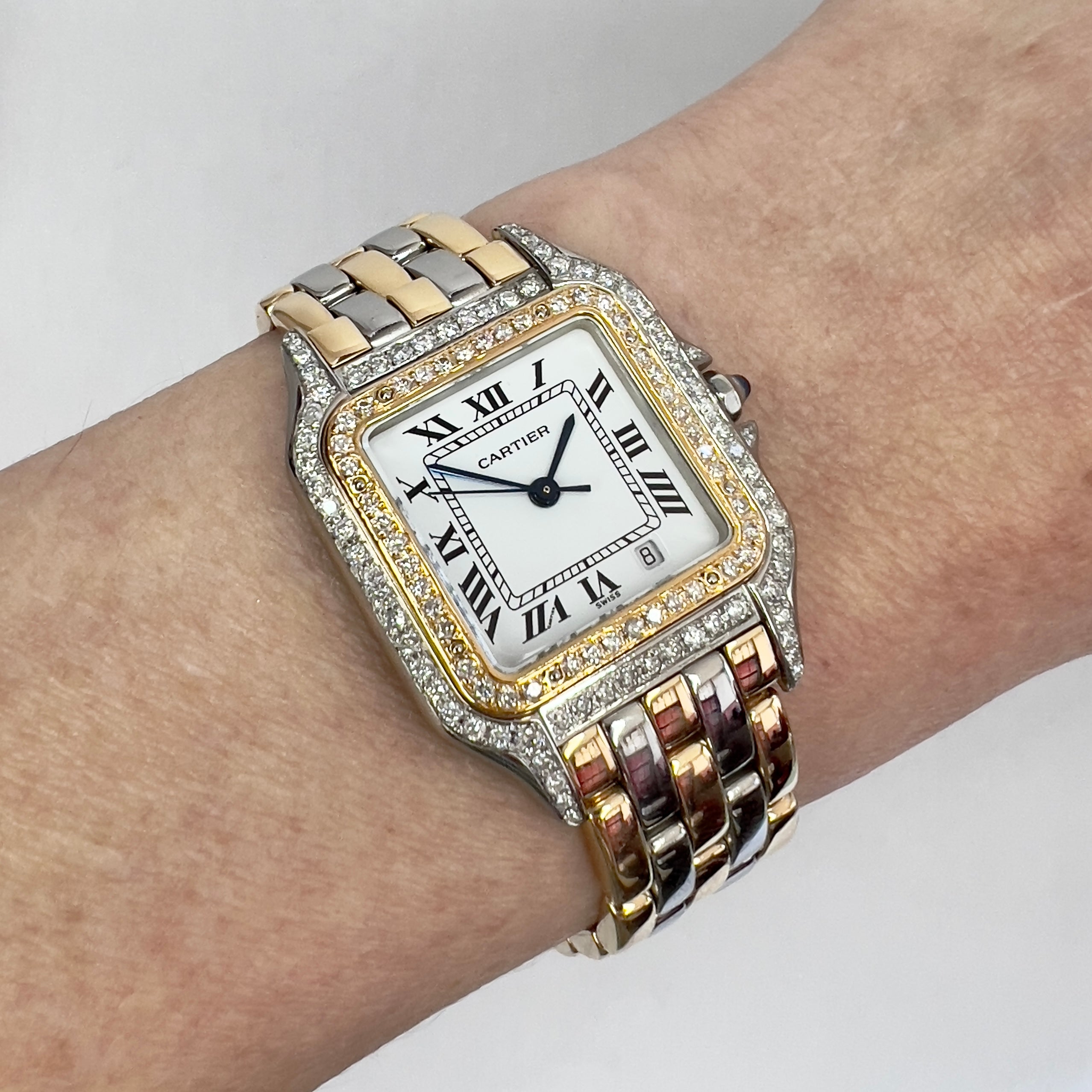 CARTIER PANTHERE Quartz 27mm 3 Row Gold 1.25TCW DIAMOND Watch