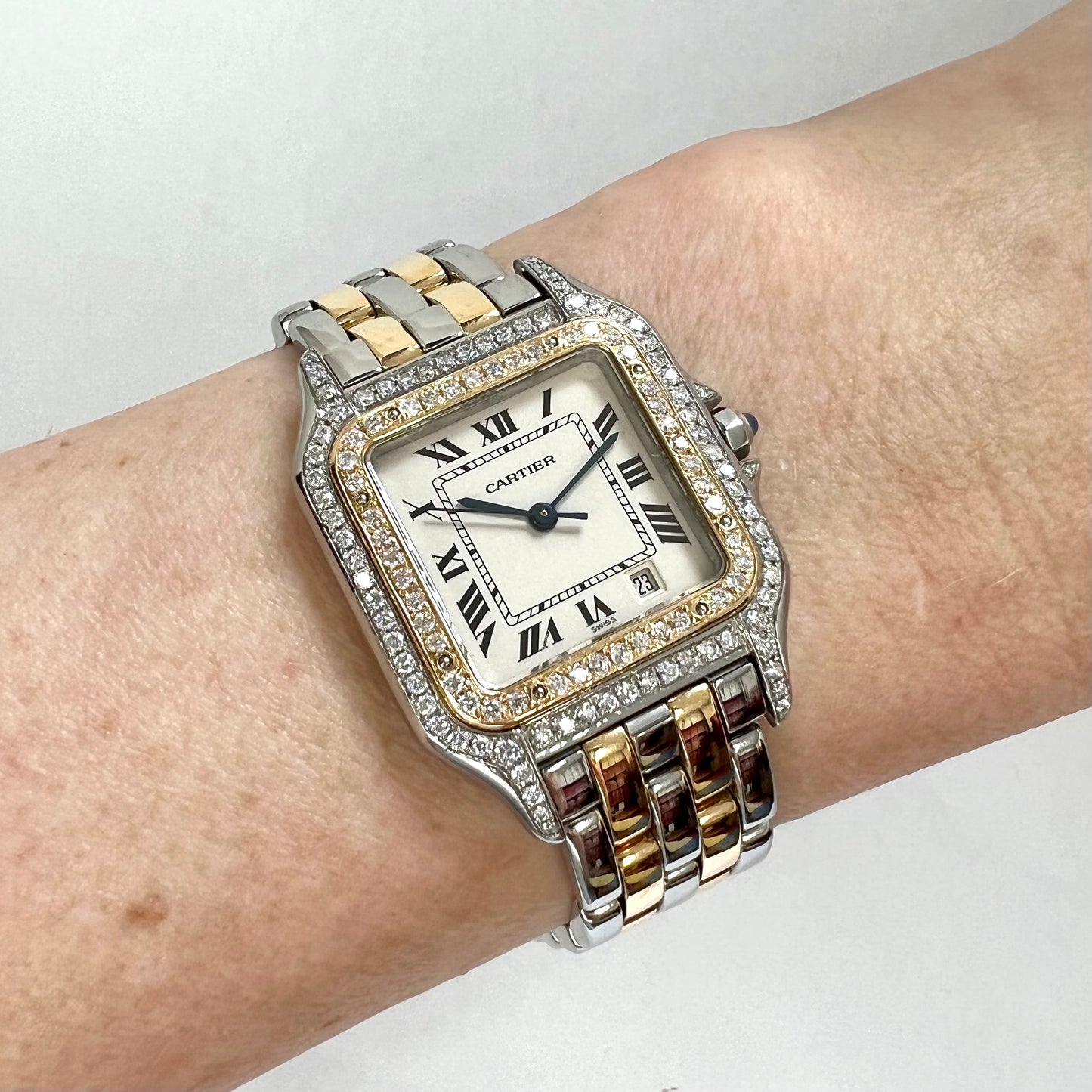 CARTIER PANTHERE Quartz 27mm 2 Row Gold 1.16TCW DIAMOND Watch