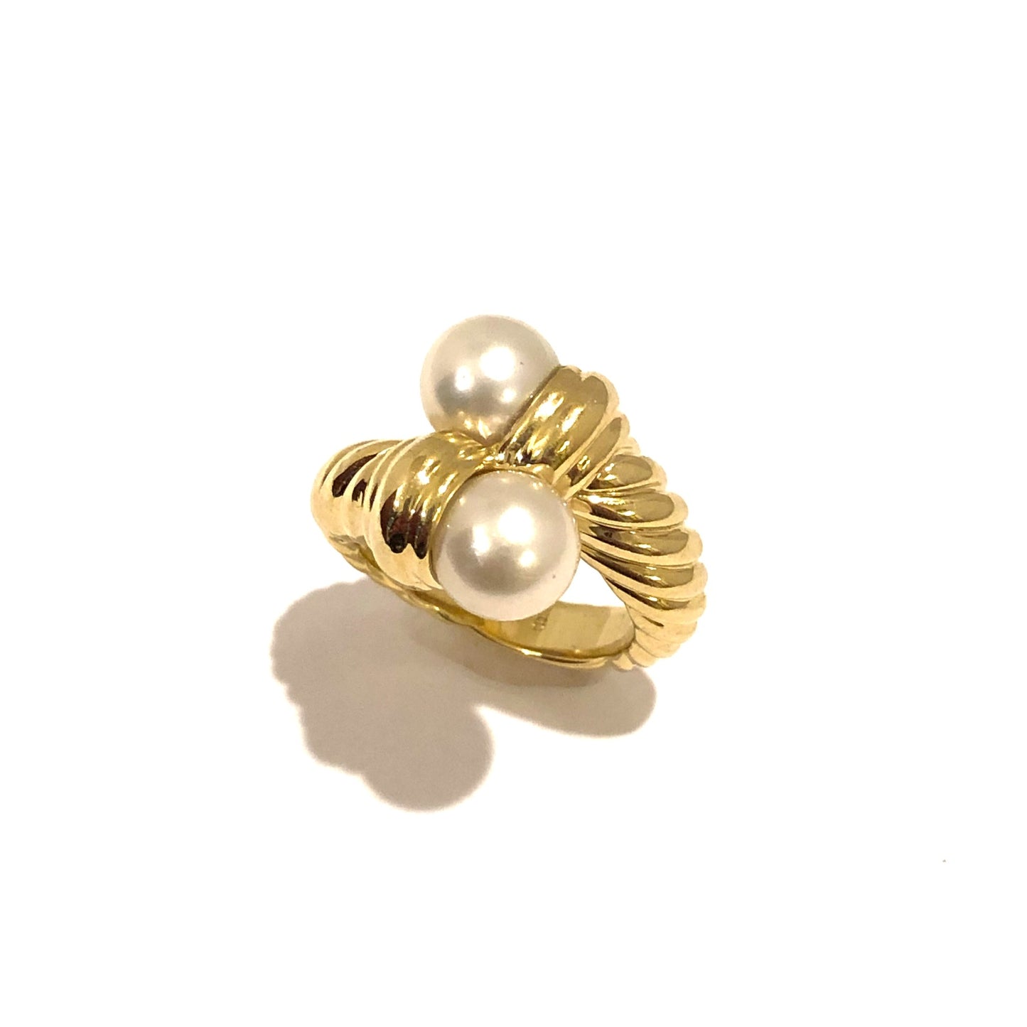 DAVID YURMAN 18K Yellow Gold Natural White Pearls Ladies RING Size 6 Weight 15.19g