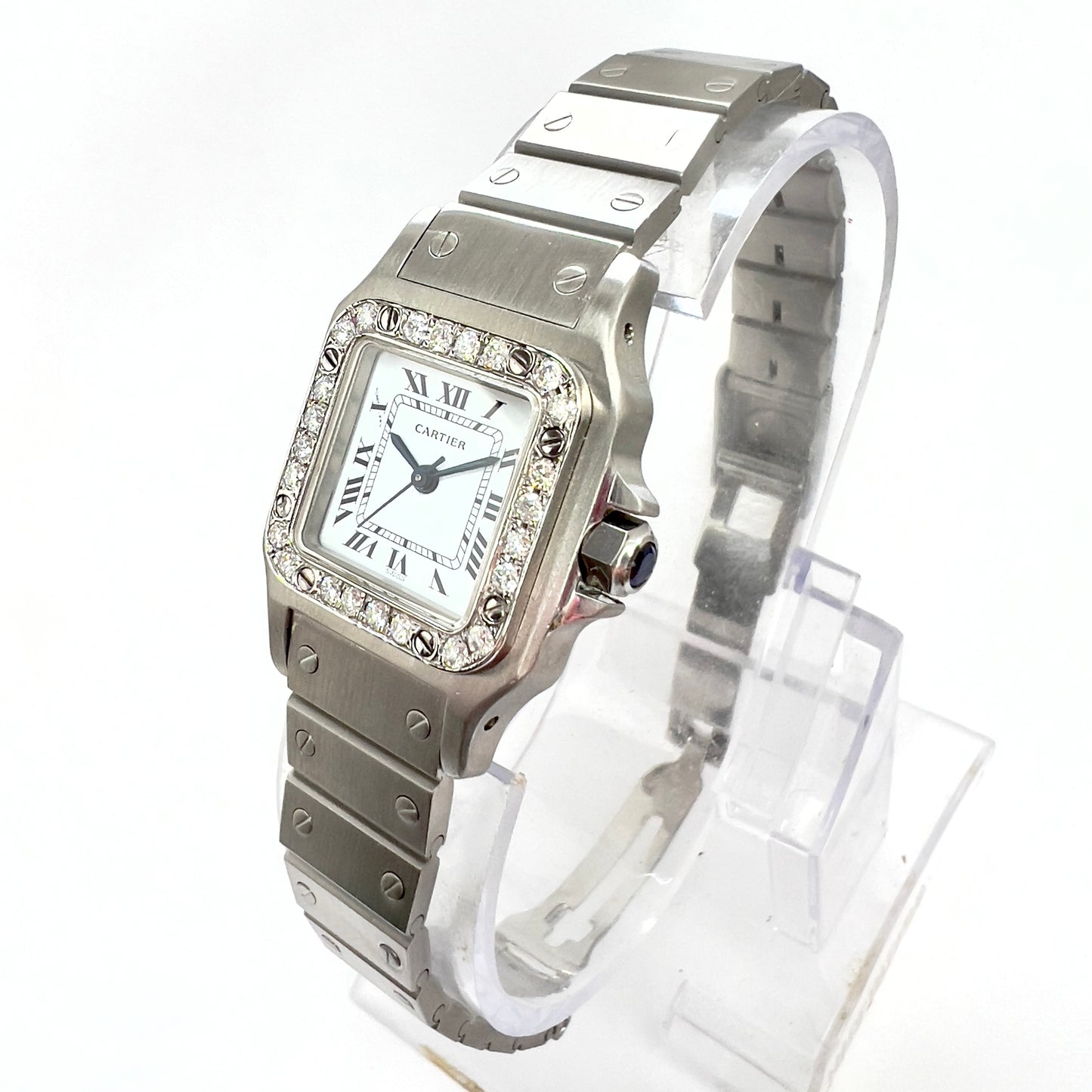 CARTIER SANTOS GALBEE 24mm Automatic Steel 0.69TCW Diamond Watch