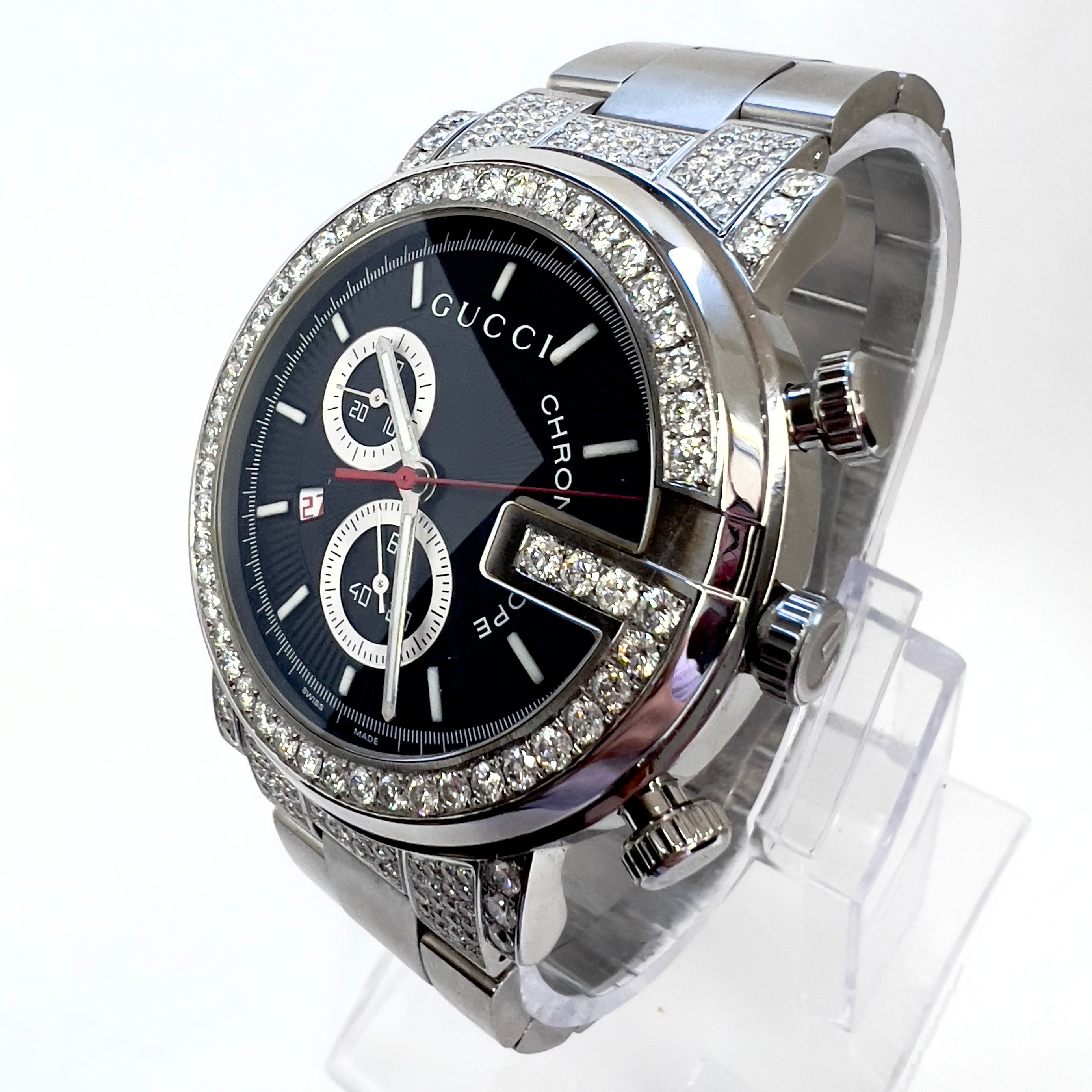 Gucci g clearance chrono diamond watch