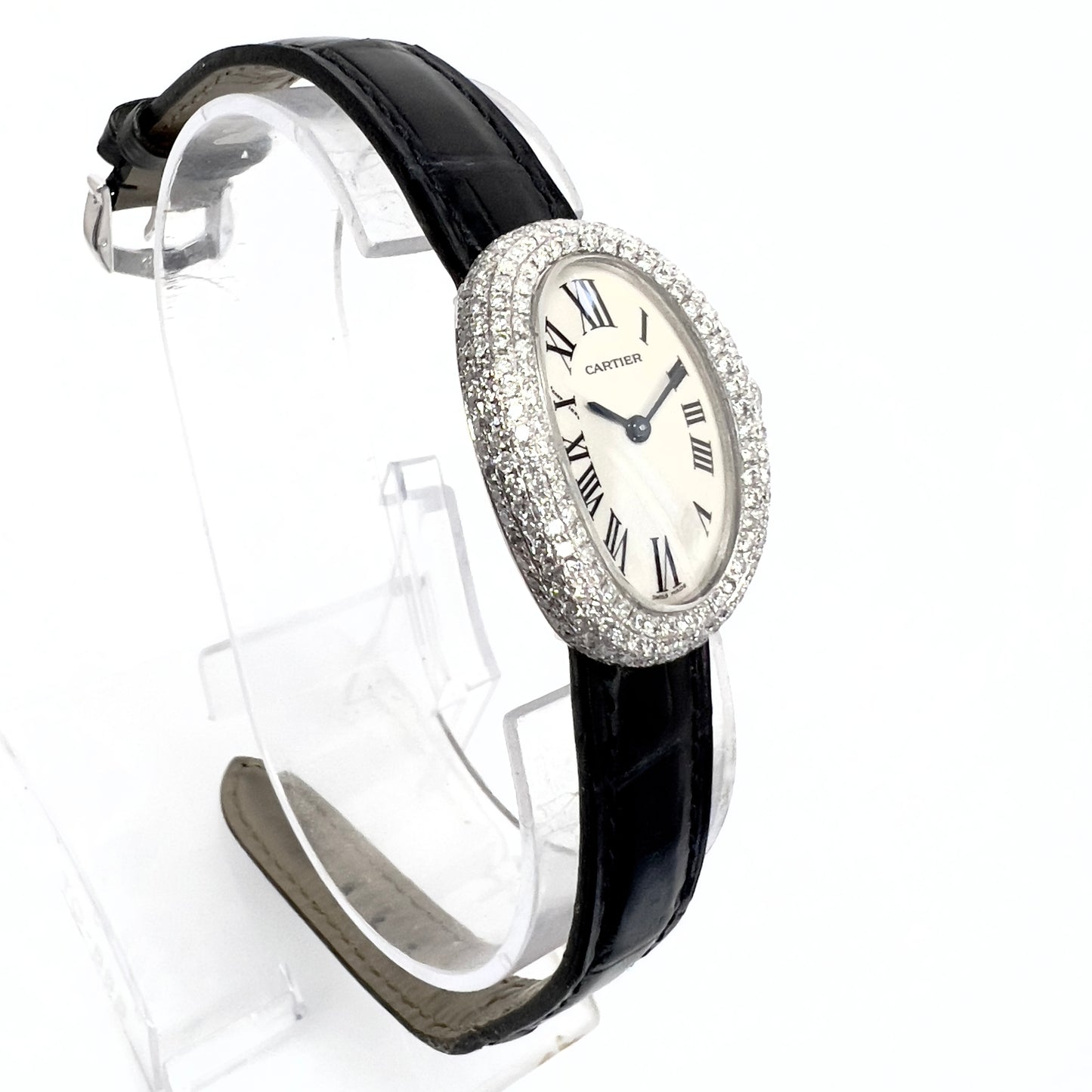 CARTIER BAIGNOIRE 18K White Gold 23mm 2.02TCW Diamond Watch
