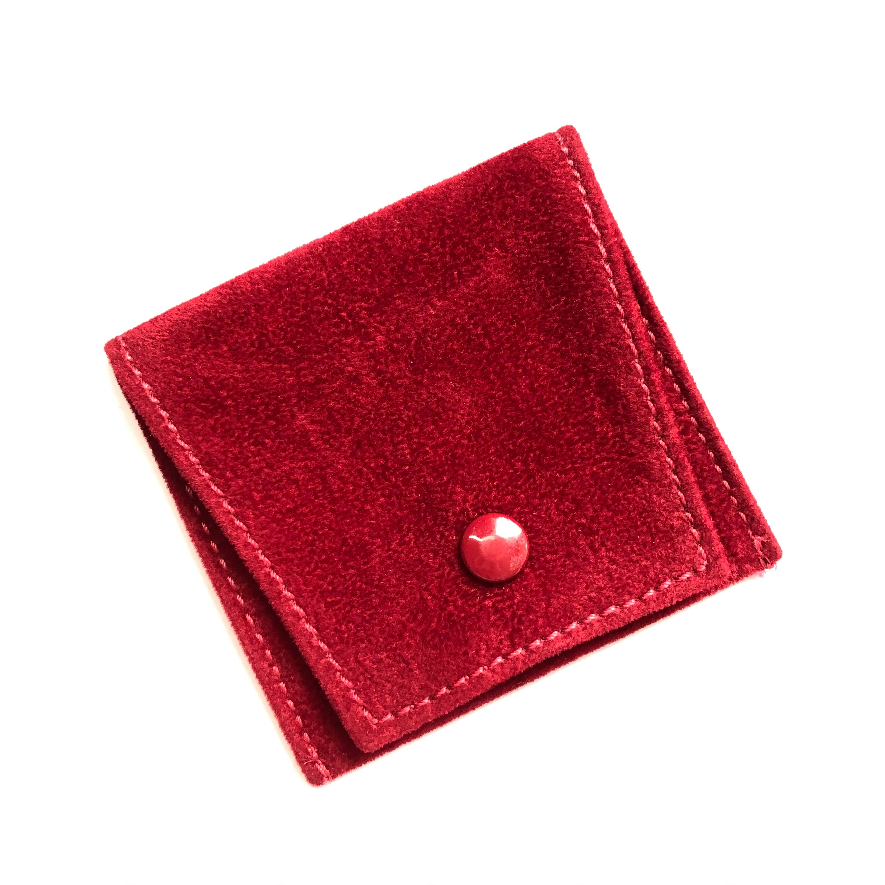 CARTIER Red Faux Suede Jewelry Pouch 2.5x2.25 inches NATILUXIA