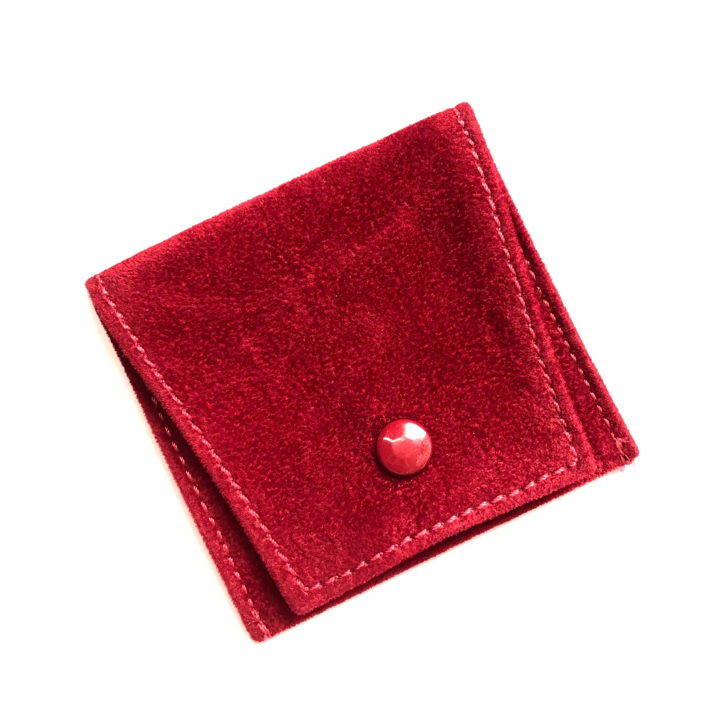 CARTIER Red Faux Suede Jewelry Pouch 2.5x2.25 inches