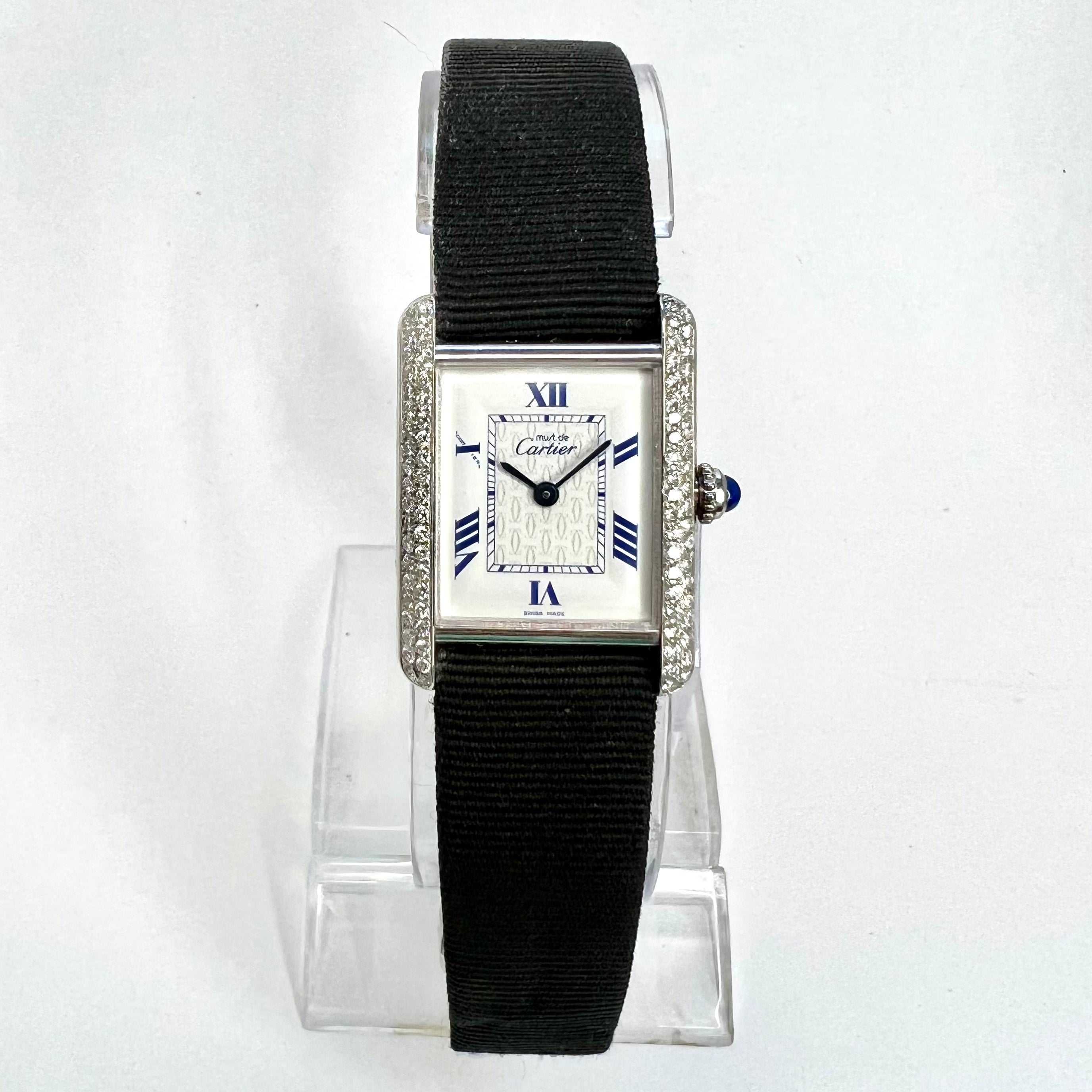 CARTIER TANK 22mm Silver .5TCW Diamond Watch NATILUXIA