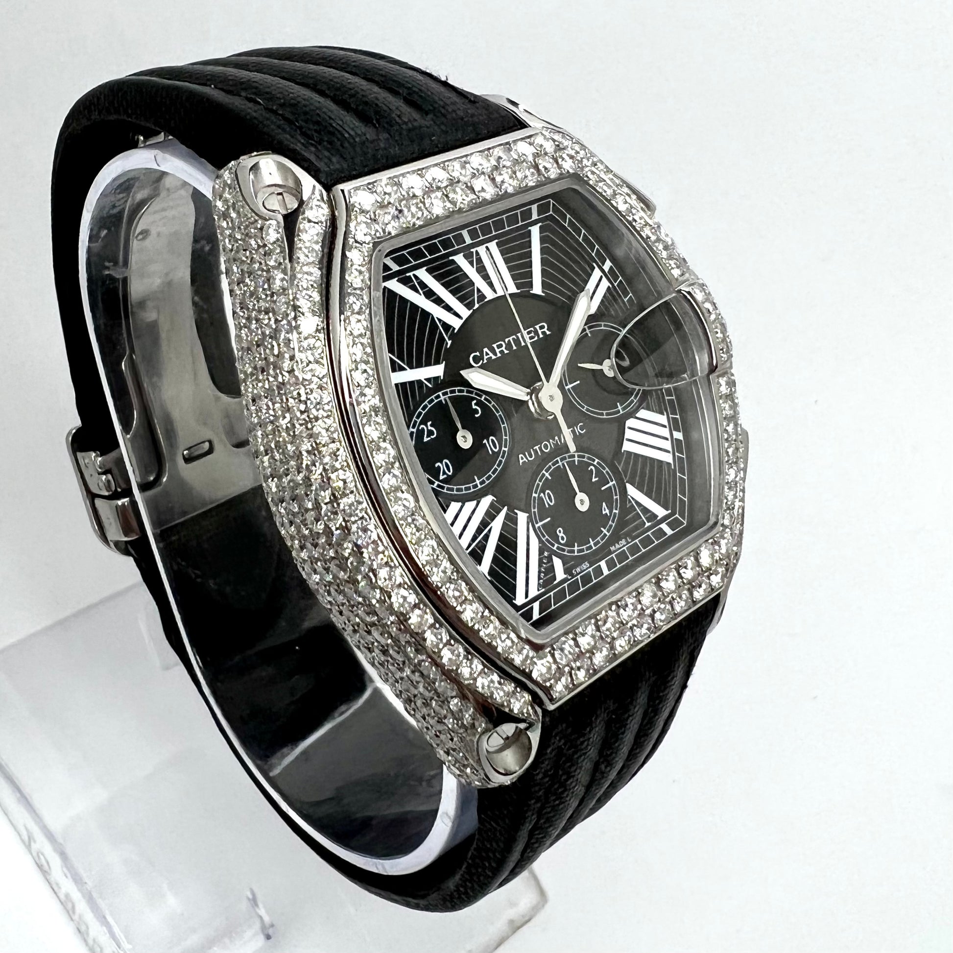 CARTIER ROADSTER 2618 Automatic 42mm Steel ~5.5TCW Diamond Watch