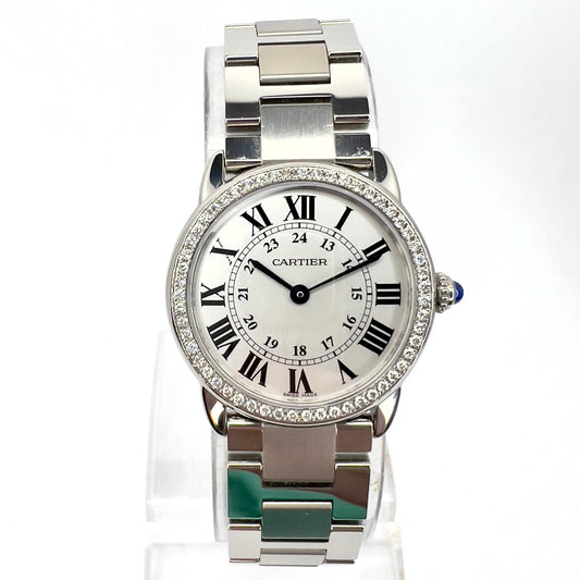 CARTIER RONDE SOLO 29mm Quartz Steel 0.45TCW DIAMOND Watch