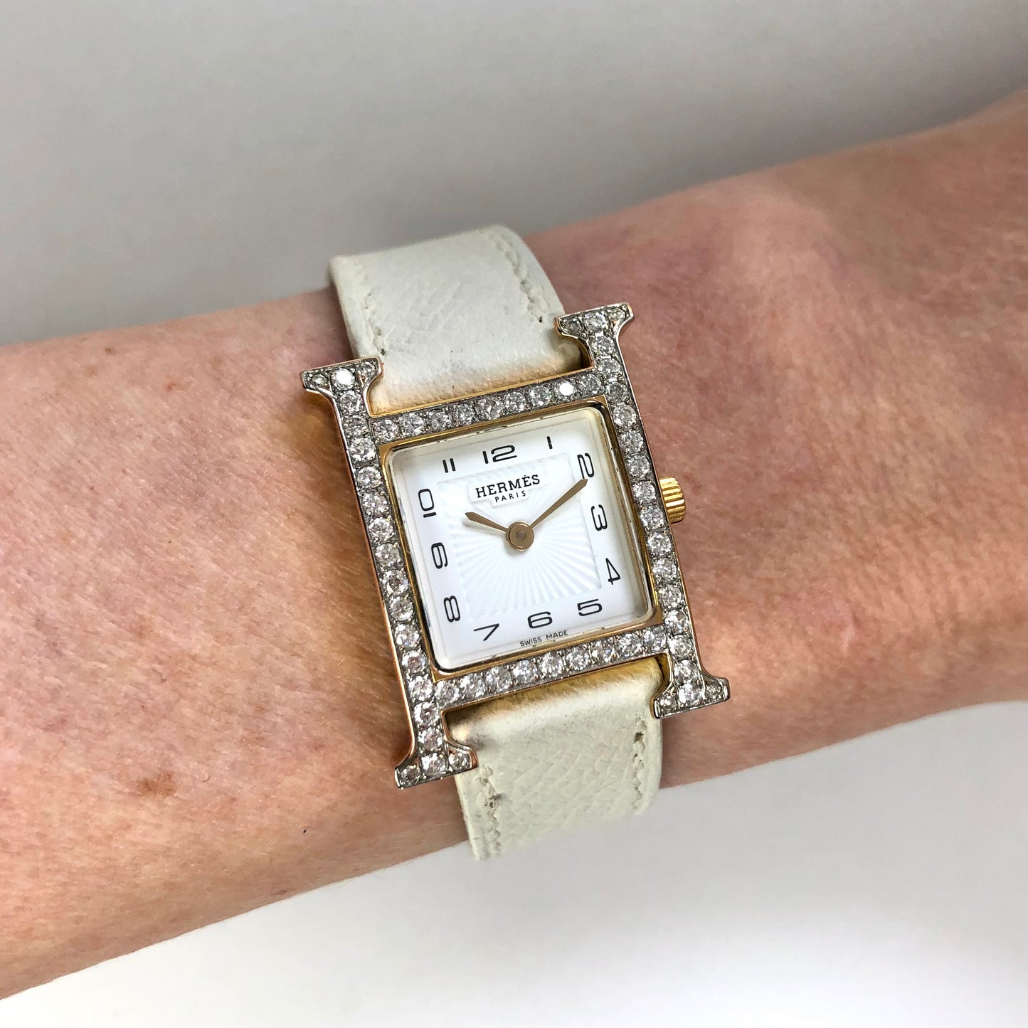 HERMÈS HEURE H 25mm Two Tone 0.91TCW DIAMOND Watch NEW Model